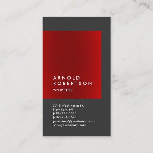 Red Gray Trend Vertical Professional Business Card