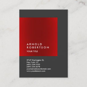Red Gray Trendy Chubby Professional Business Card