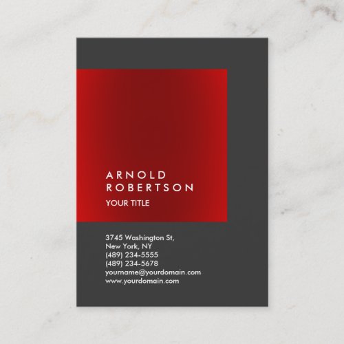 Red Gray Trendy Chubby Professional Business Card