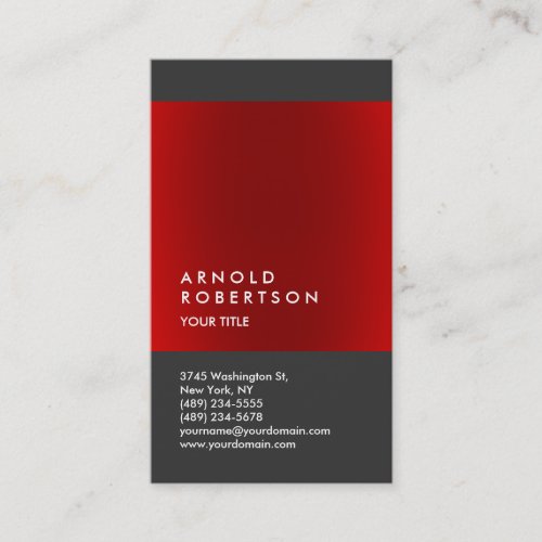 Red Gray Trendy Elegant Professional Business Card