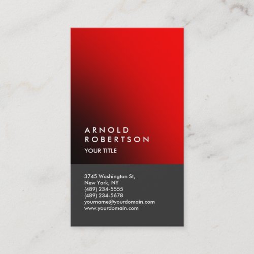 Red Gray Trendy Modern Professional Business Card