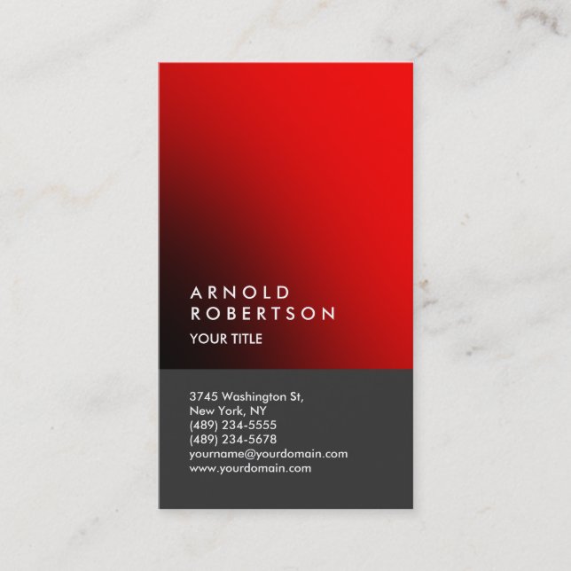Red Gray Trendy Modern Professional Business Card (Front)