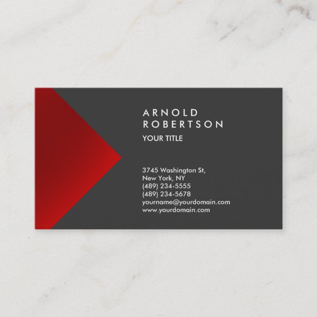 Red Gray Trendy Professional Business Card (Front)