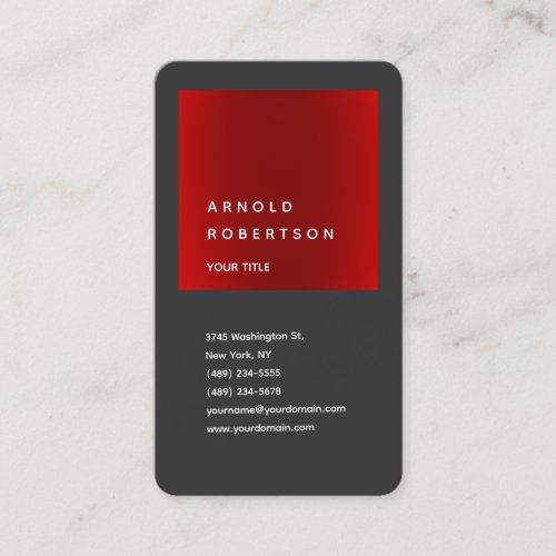 Red Gray Trendy Professional Round Corner Business Card