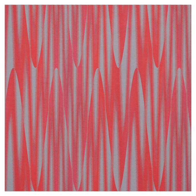 Red Gray Vertical Stripe Geometric Print Pattern Fabric (Swatch)