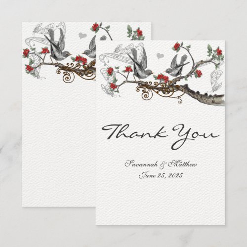 Red &amp; Gray Vintage Birds Wedding Invite