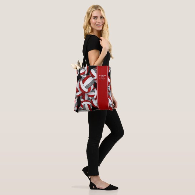red gray volleyball season team colors gifts tote bag (On Model)
