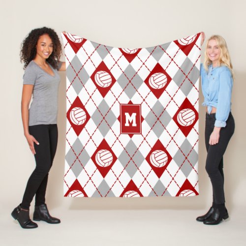 red gray volleyball team colors argyle pattern fleece blanket