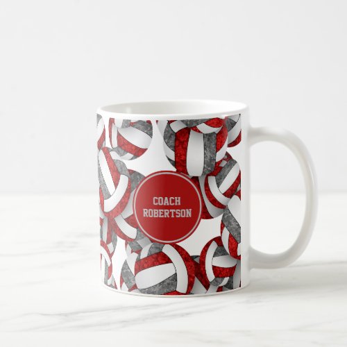 red gray volleyball team colors coach name coffee mug