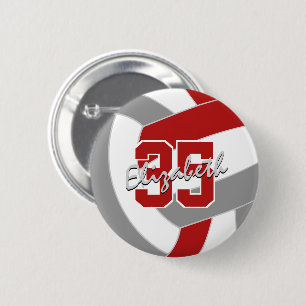 red gray volleyball team party gifts button