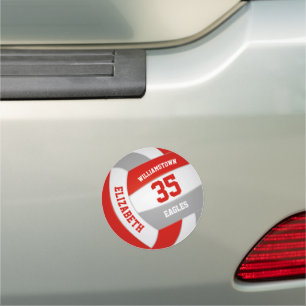 red gray volleyball team spirit school locker or car magnet