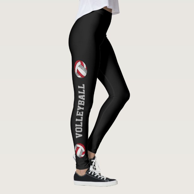 red gray volleyballs w text up leg leggings (Right)