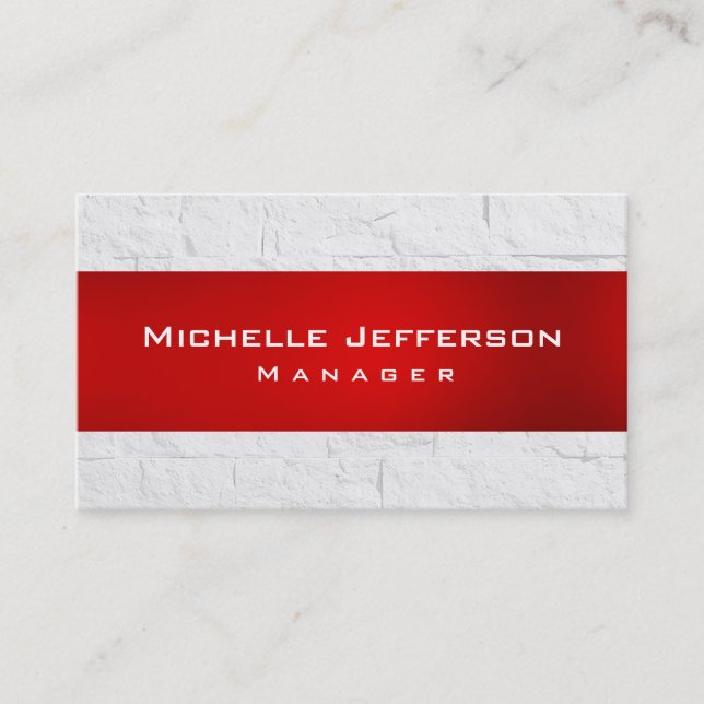 Red Gray Wall Brick Pattern Manager Business Card (Front)