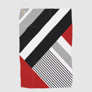 Red, gray, white and black geometric shapes golf towel
