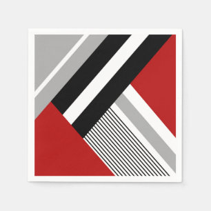 Red, gray, white and black geometric shapes napkins
