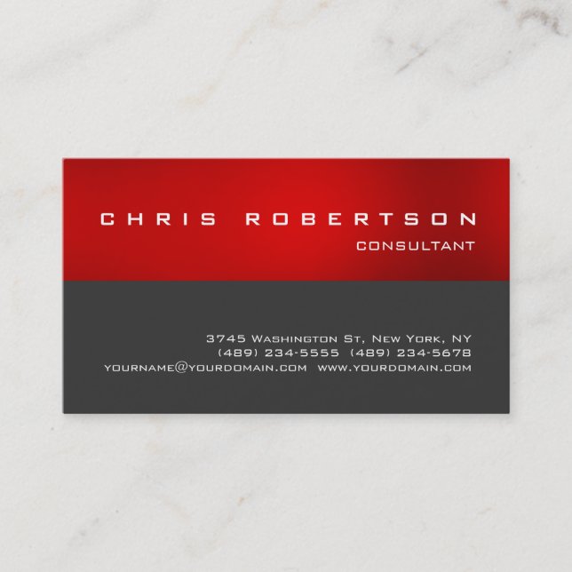 Red Gray White Attractive Charming Business Card (Front)