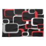Red Gray White Black Retro Squares Pattern Kitchen Towel