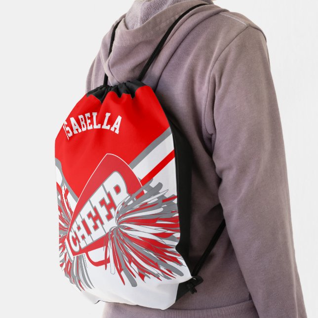 Red, Gray & White Cheerleader Drawstring Bag (Insitu)