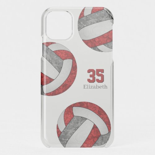 red gray white girly team colors volleyballs iPhone 11 case
