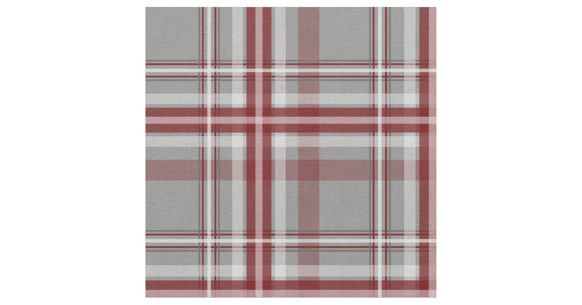 red gray white plaid fabric | Zazzle