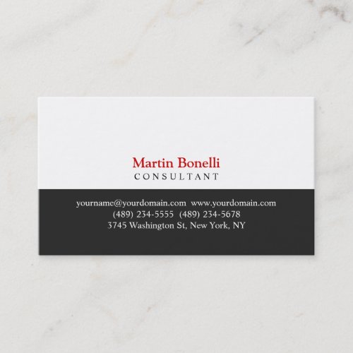 Red Gray White Professional Classic Business Card
