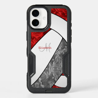 red gray white school volleyball team colors girly iPhone 16 plus case