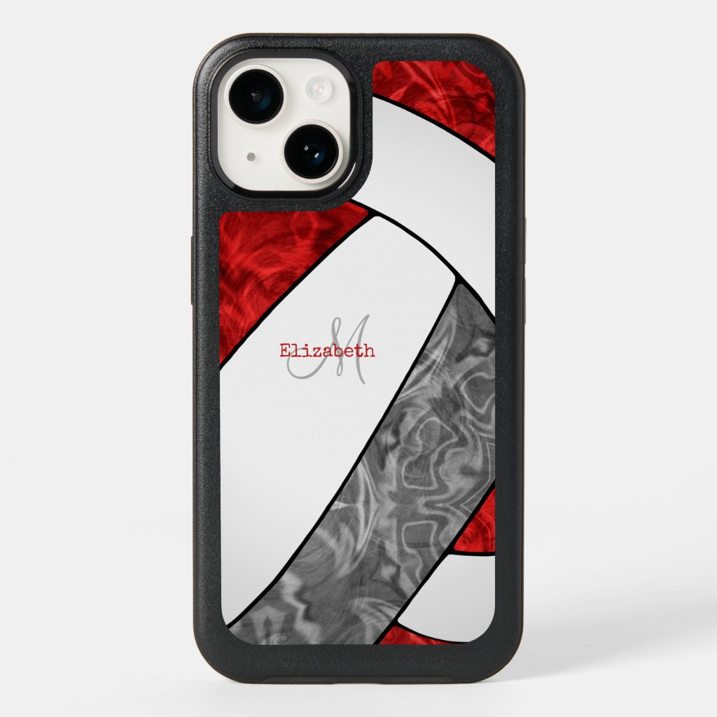 red gray white school volleyball team colors girly OtterBox iPhone case