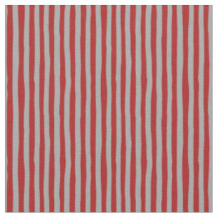 Red & Gray Wonky Stripes Fabric