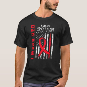 Red Great Aunt Heart Disease Awareness Flag Matchi T-Shirt
