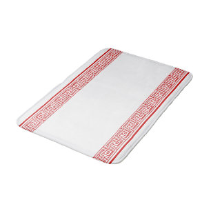 Red Grecian Frieze Design Bath Mat