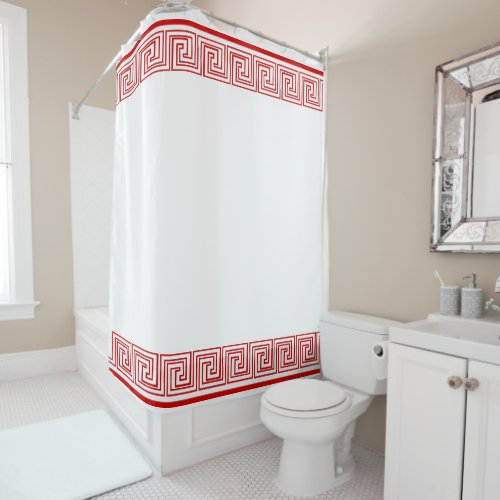 Red Grecian Frieze Design Shower Curtain