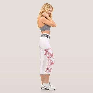 red Greek Capri Leggings