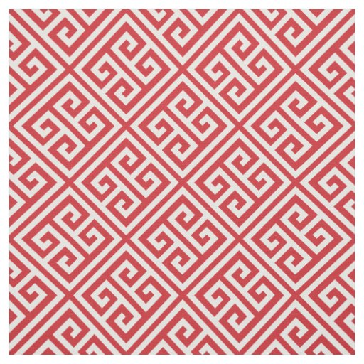 Red Greek Key Fabric