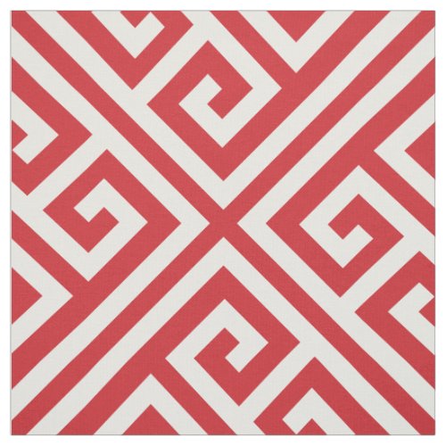 Red Greek Key Large Scale Fabric