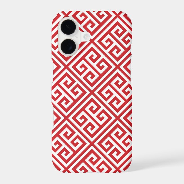 Red Greek Key Pattern Case-Mate iPhone Case (Back)