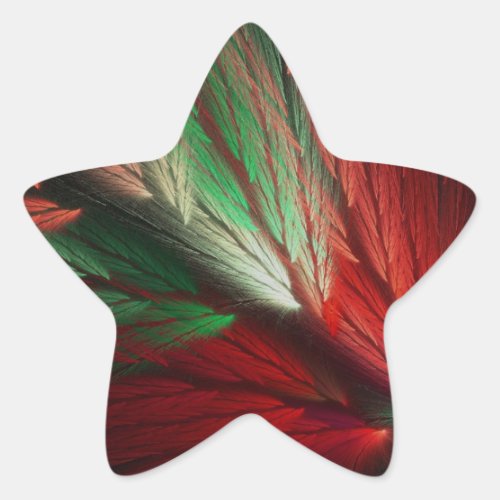 Red  Green Abstract Fractal Star Sticker