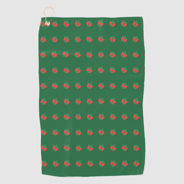 Red Green Abstract Golf Towel (Front)