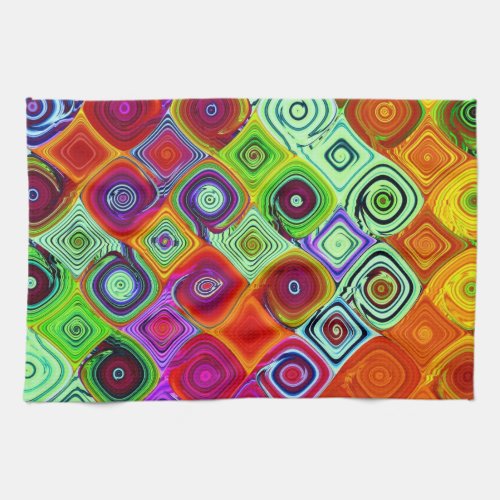 Red Green Abstract Mosaic Kitchen Towel