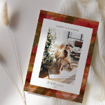 Red Green Abstract Plaid Rustic Photo Christmas   Holiday Card<br><div class="desc">Red and Green Abstract Watercolor Plaid Rustic Photo Christmas Holiday Card</div>