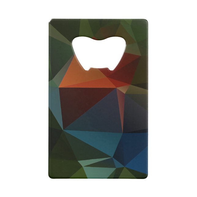 Red Green Abstract Pyramid Art Credit Card Bottle Opener (Front)