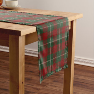 Red Green and Beige Tartan Plaid Pattern Short Table Runner