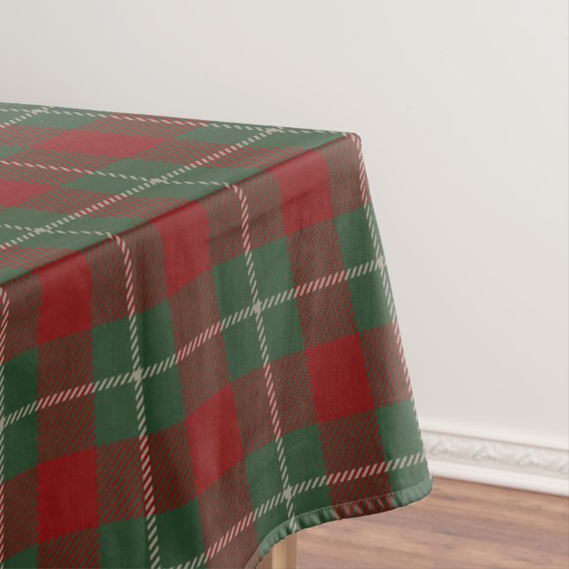 Red Green and Beige Tartan Plaid Pattern Tablecloth (In Situ)