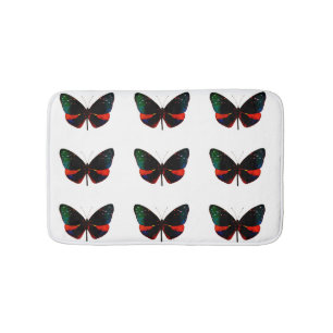 Red, Green and Black Butterfly Bath Mat