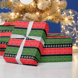 Red Green And Black Mudcloth Wrapping Paper