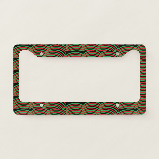 Red Green and Black Personalized Customized License Plate Frame (Front)