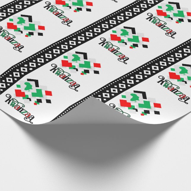 Red Green and Black Tribal Kwanzaa Wrapping Paper (Corner)
