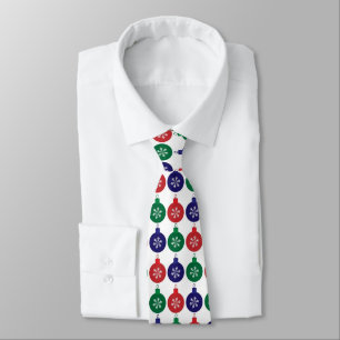 Red Green and Blue Baubles Pattern Christmas Neck Tie