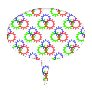 Red, Green and Blue Gears Cake Topper