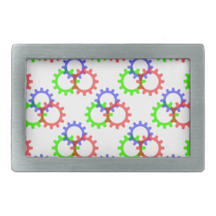 Red, Green and Blue Gears Rectangular Belt Buckle