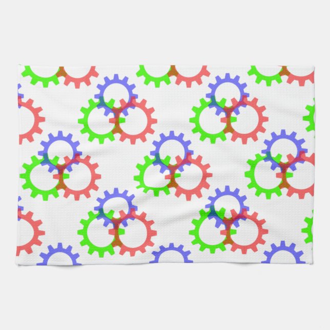 Red, Green and Blue Gears Towel (Horizontal)